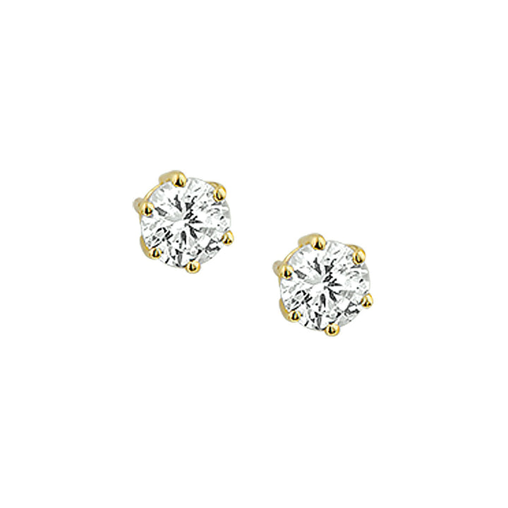 Boucles d'oreilles en or jaune 14K avec zircones, en forme de fleur.
