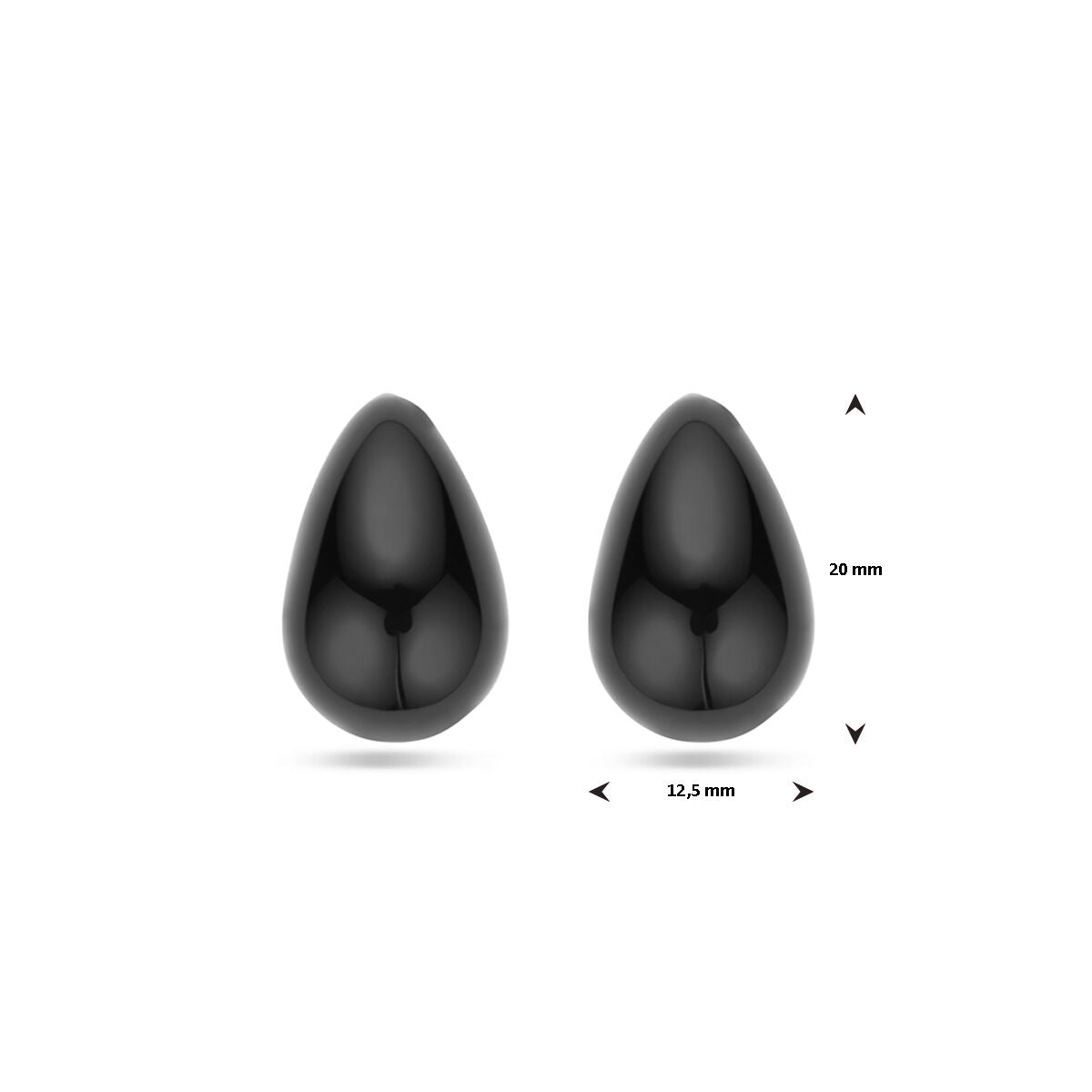 puces d'oreilles émail noir 1 micron 20 mm argent plaqué or (jaune)