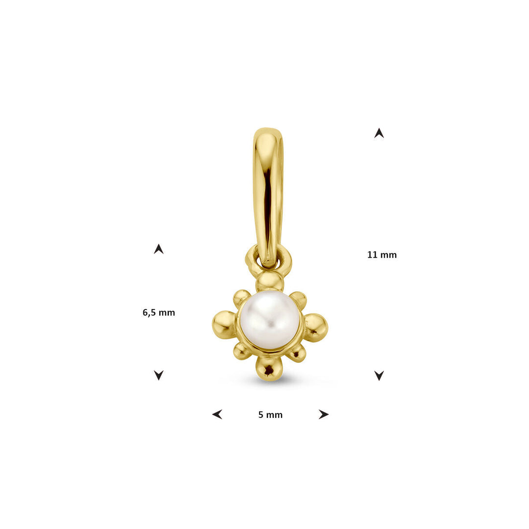 hanger bloem parel 14K geelgoud