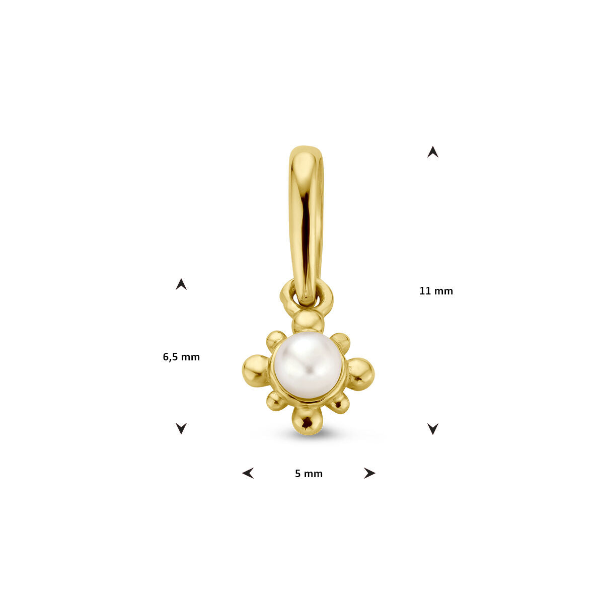 pendentif fleur perle 14K or jaune