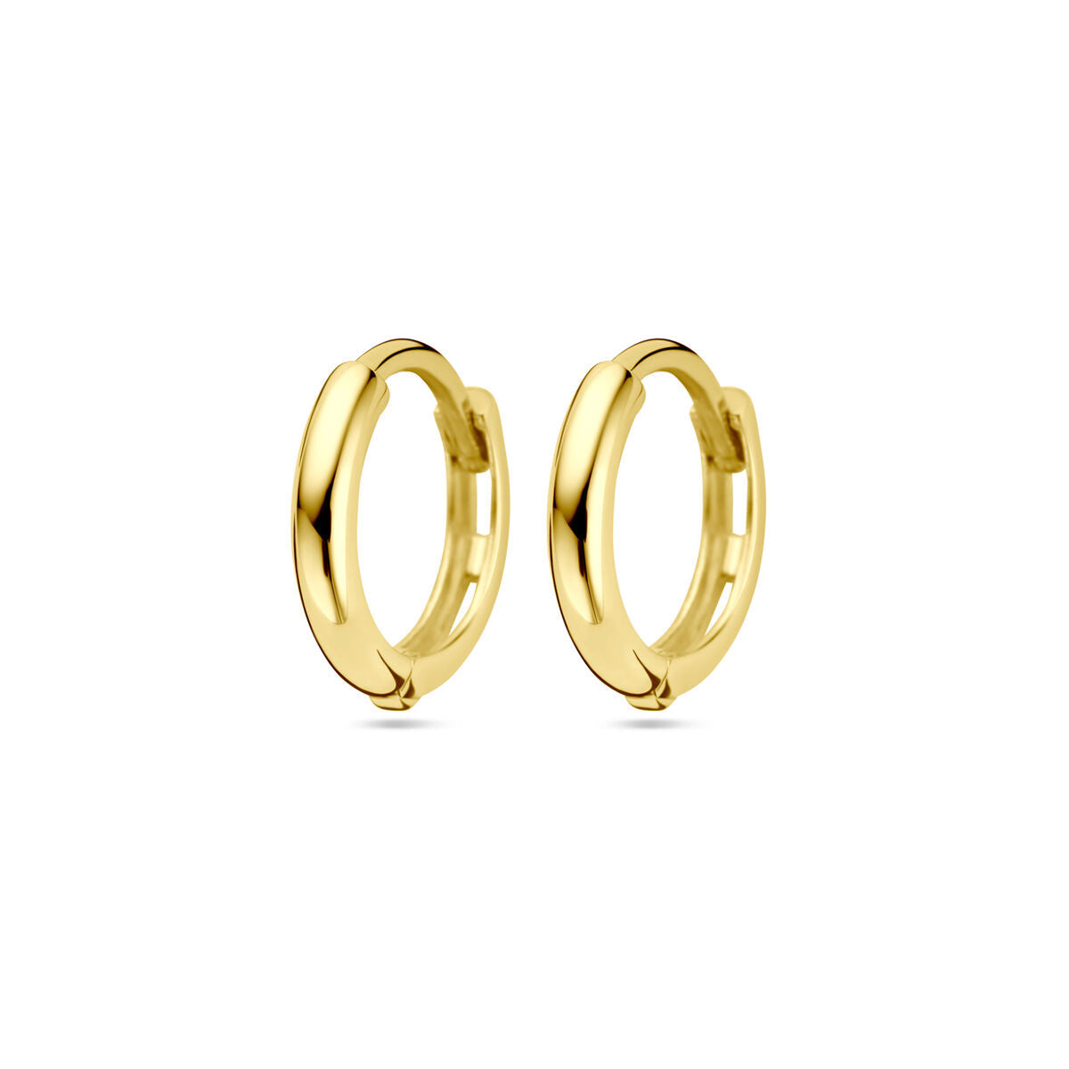 Boucles d'oreilles en or 9 carats, de forme ronde et lisse, d'un diamètre de 11 mm.