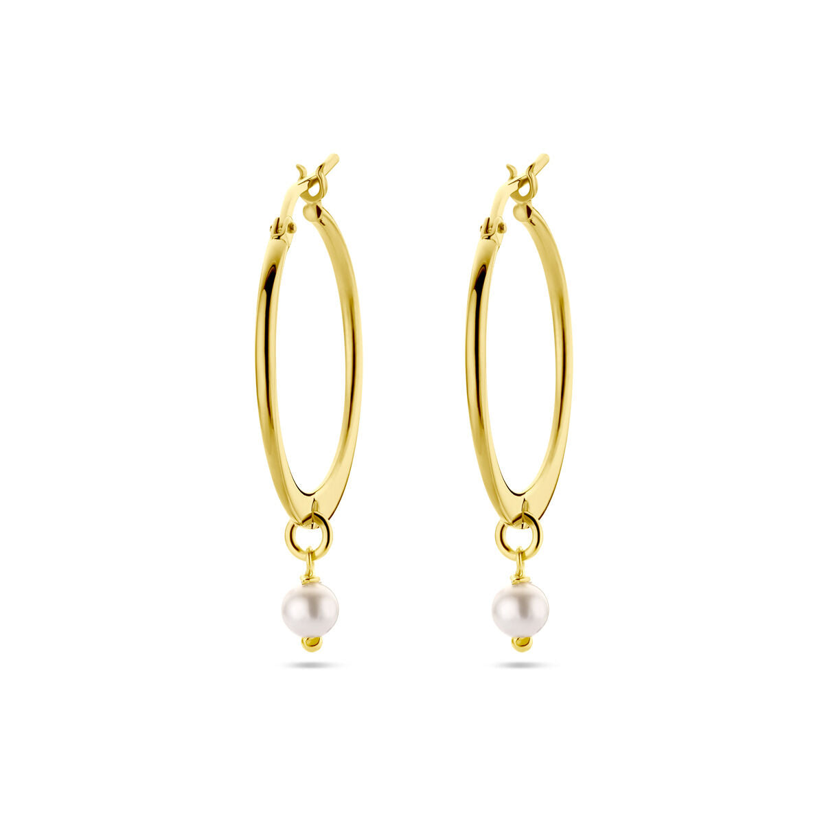 Boucles d'oreilles en argent doré 1 micron avec une perle synthétique blanche.