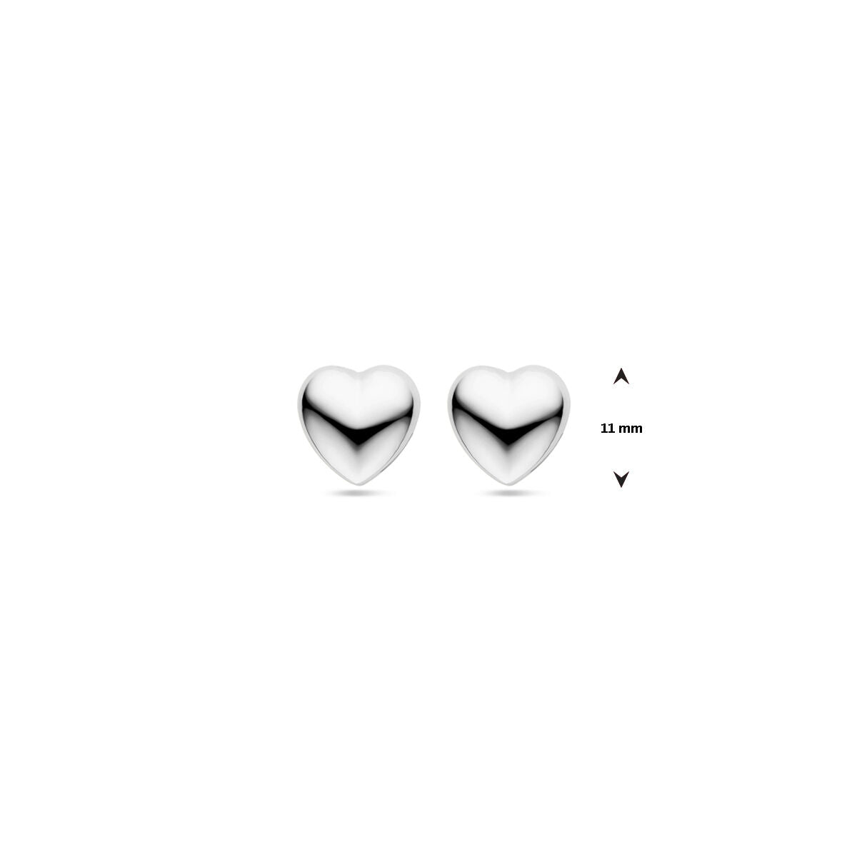 puces d'oreilles cœur 11 mm argent rhodié