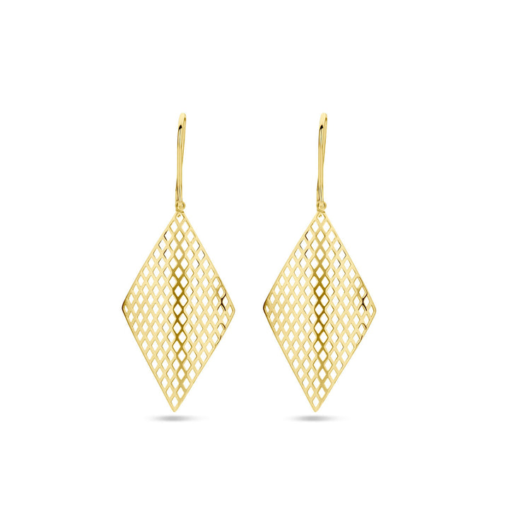 Van der Kooij Collectie - oorhangers ruit franse haak 14K geelgoud