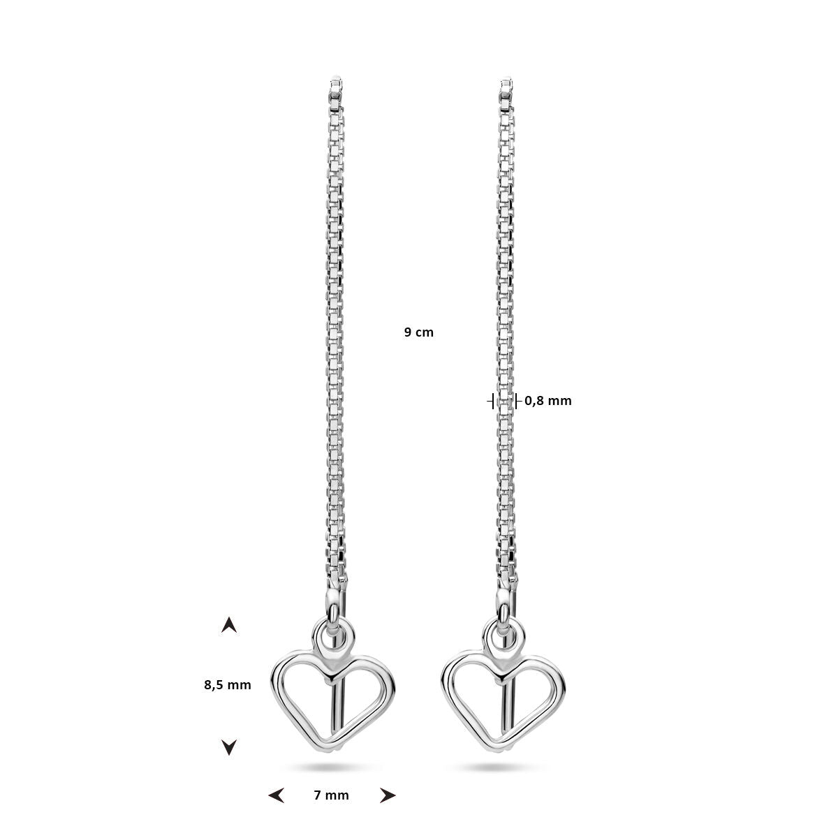 boucles d'oreilles cœur argent rhodié