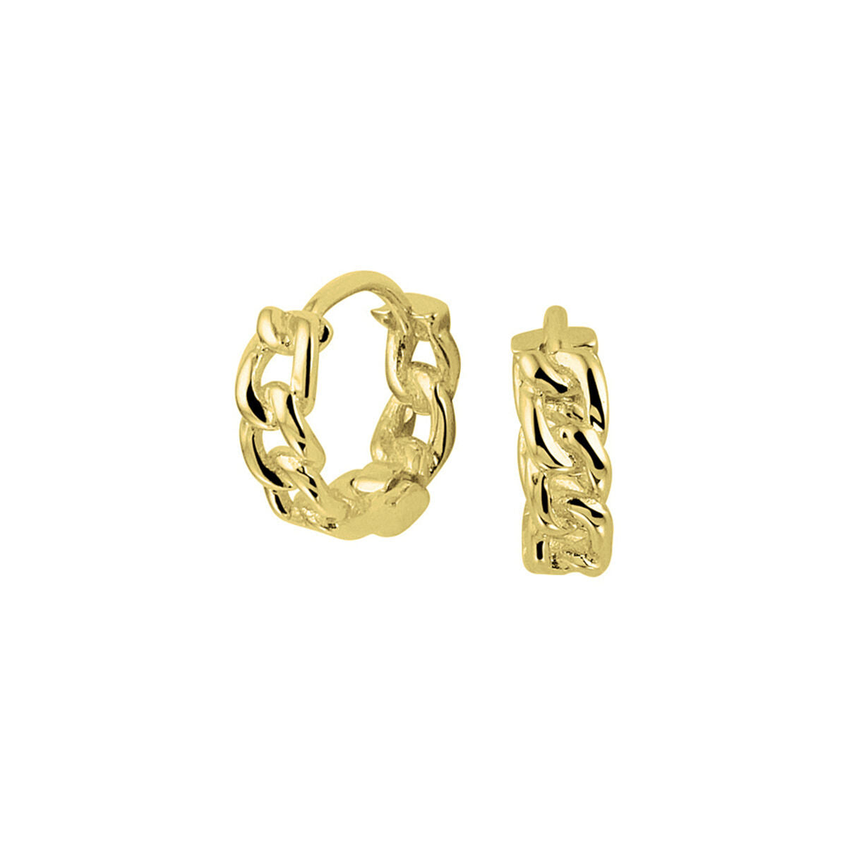 Boucles d'oreilles en argent doré, de forme ronde avec un motif tressé.
