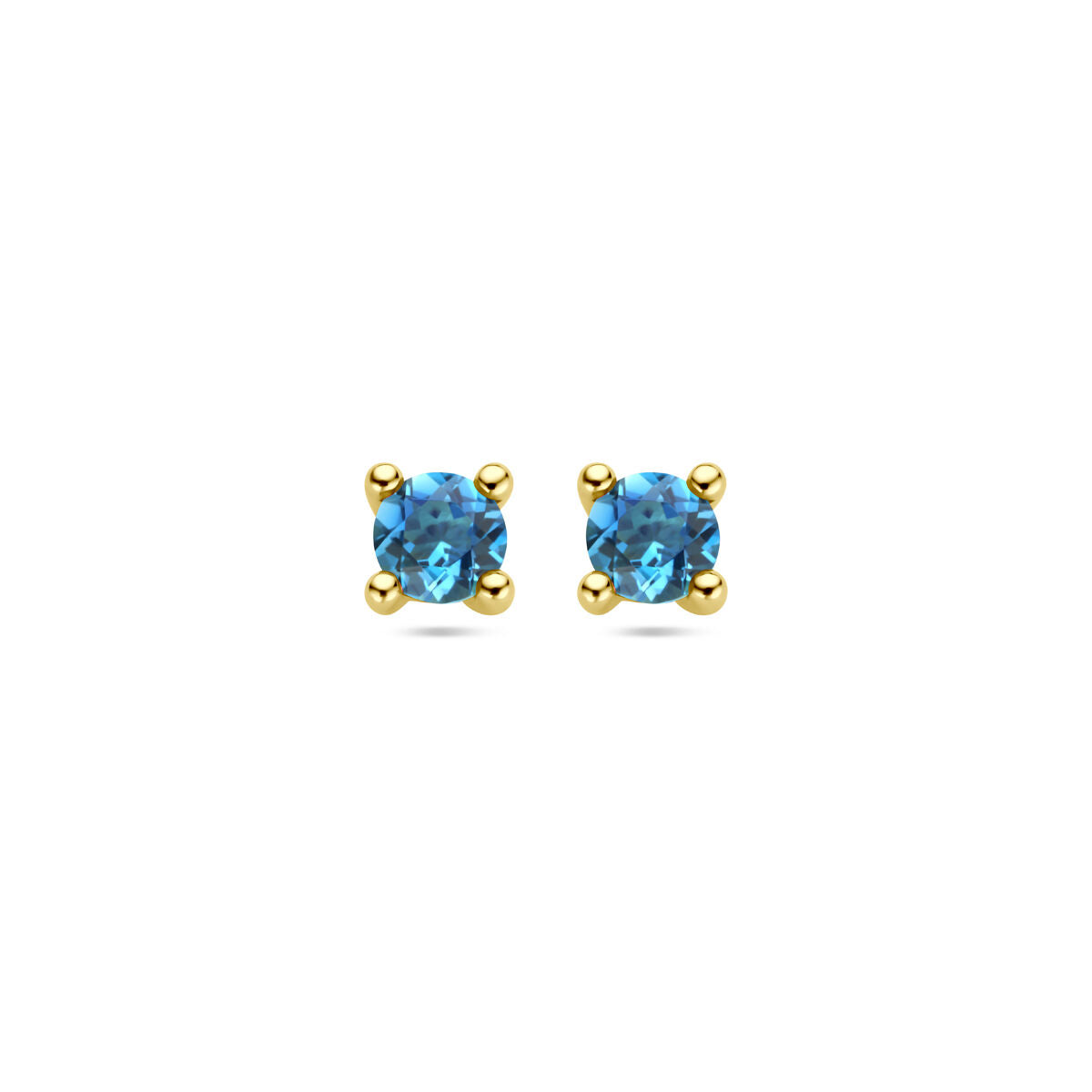 Boucles d'oreilles en topaze bleue de Londres, serties en or jaune 14K.