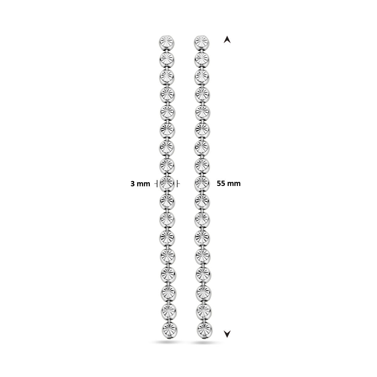 boucles d'oreilles diamantées 55 mm argent rhodié
