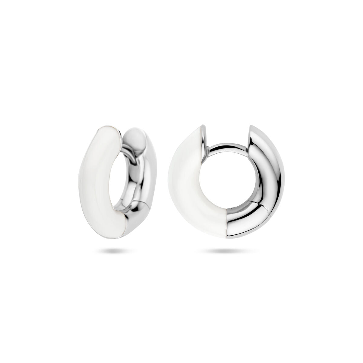 créoles blanc émaillé 4 mm argent rhodié