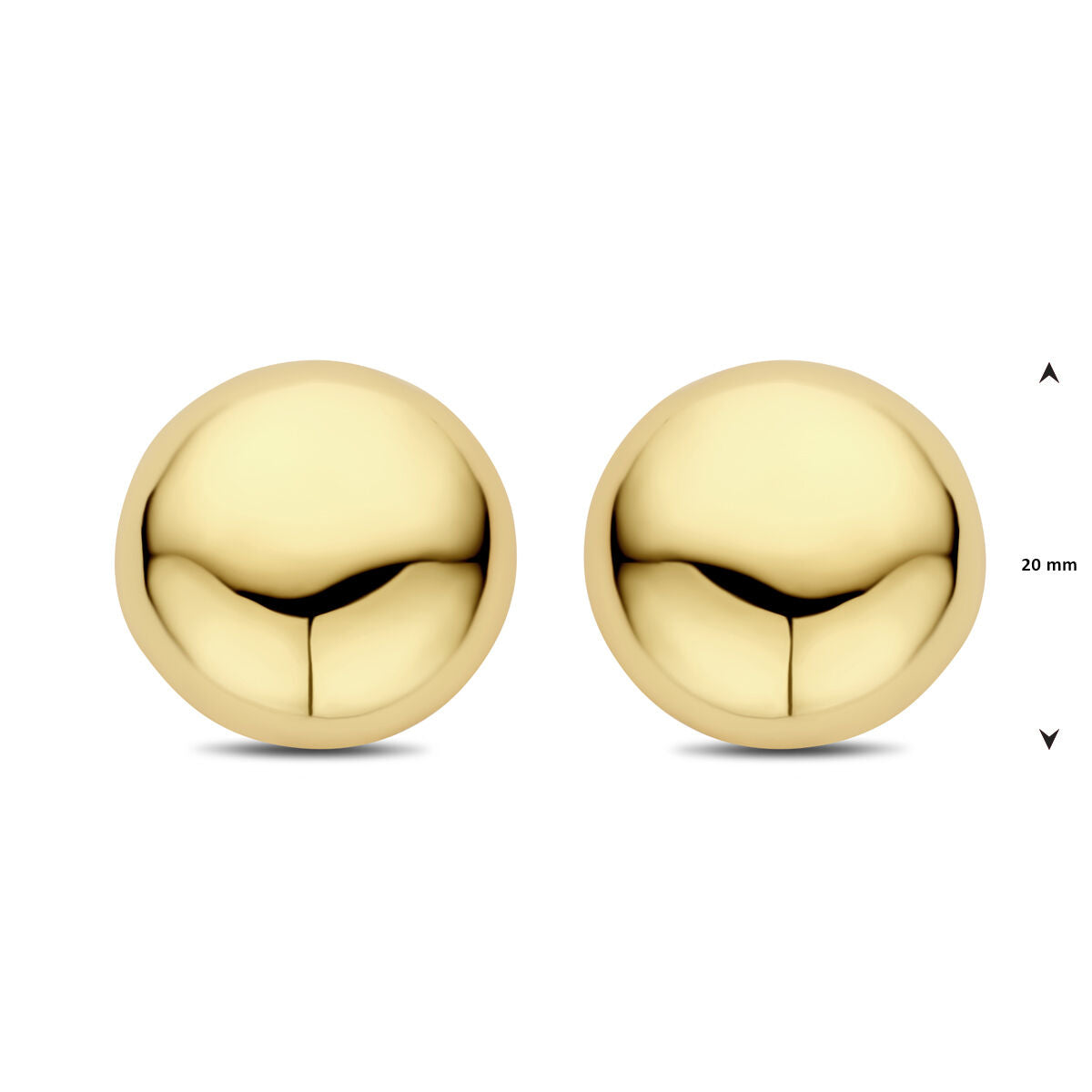 puces d'oreilles demi-sphériques 20 mm 1 micron argent plaqué or (jaune)