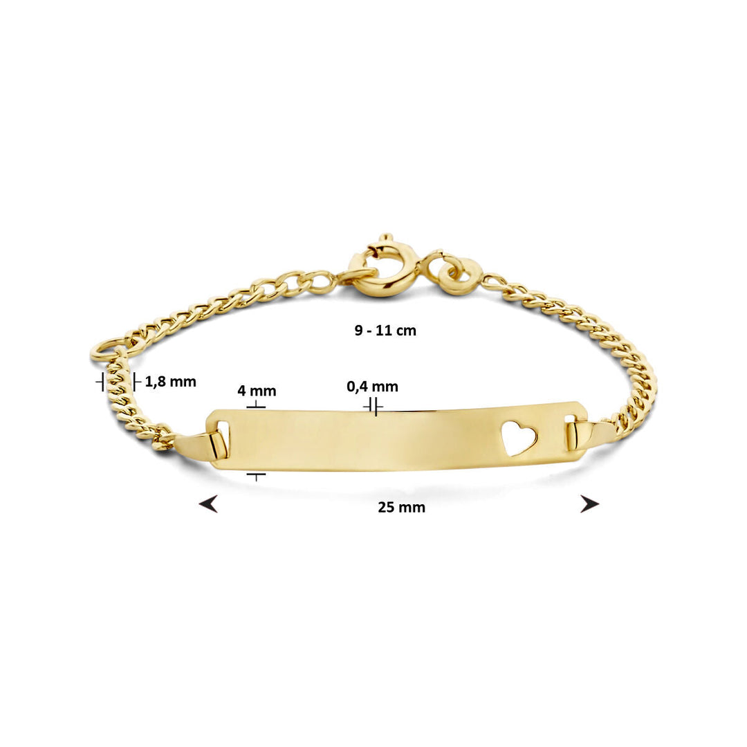 9k graveerarmband hart plaat 4,0 mm 9 Karaat