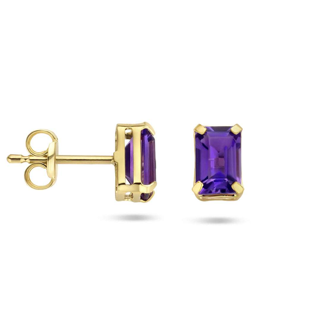 oorknoppen amethist 14K geelgoud