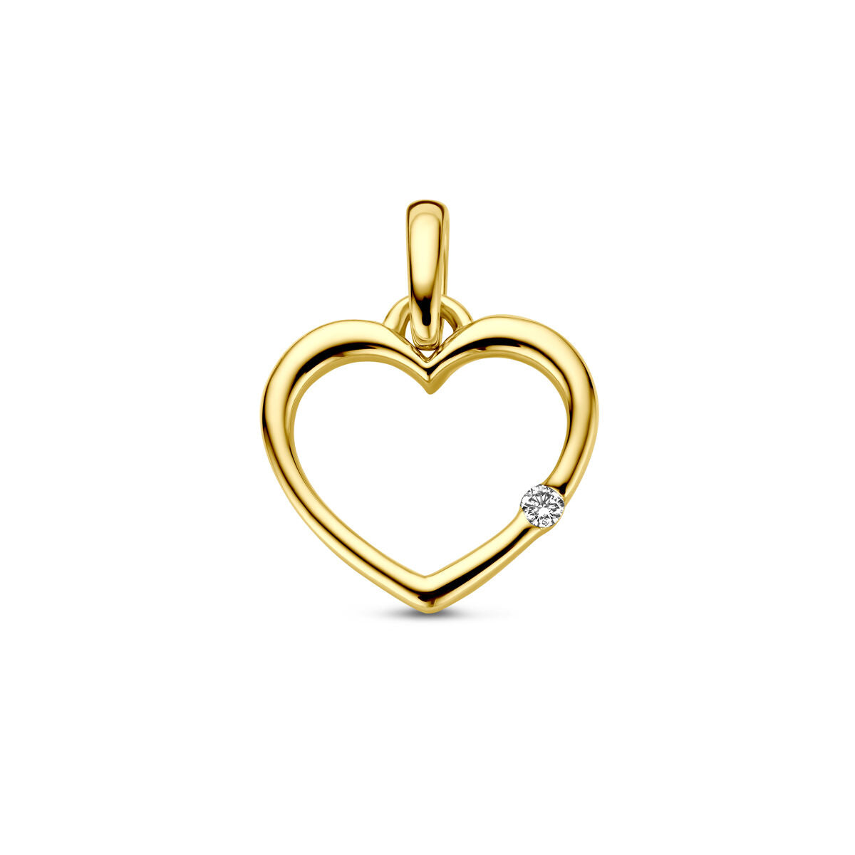 pendentif en cœur en or jaune 14K avec un diamant de 0,01 ct.