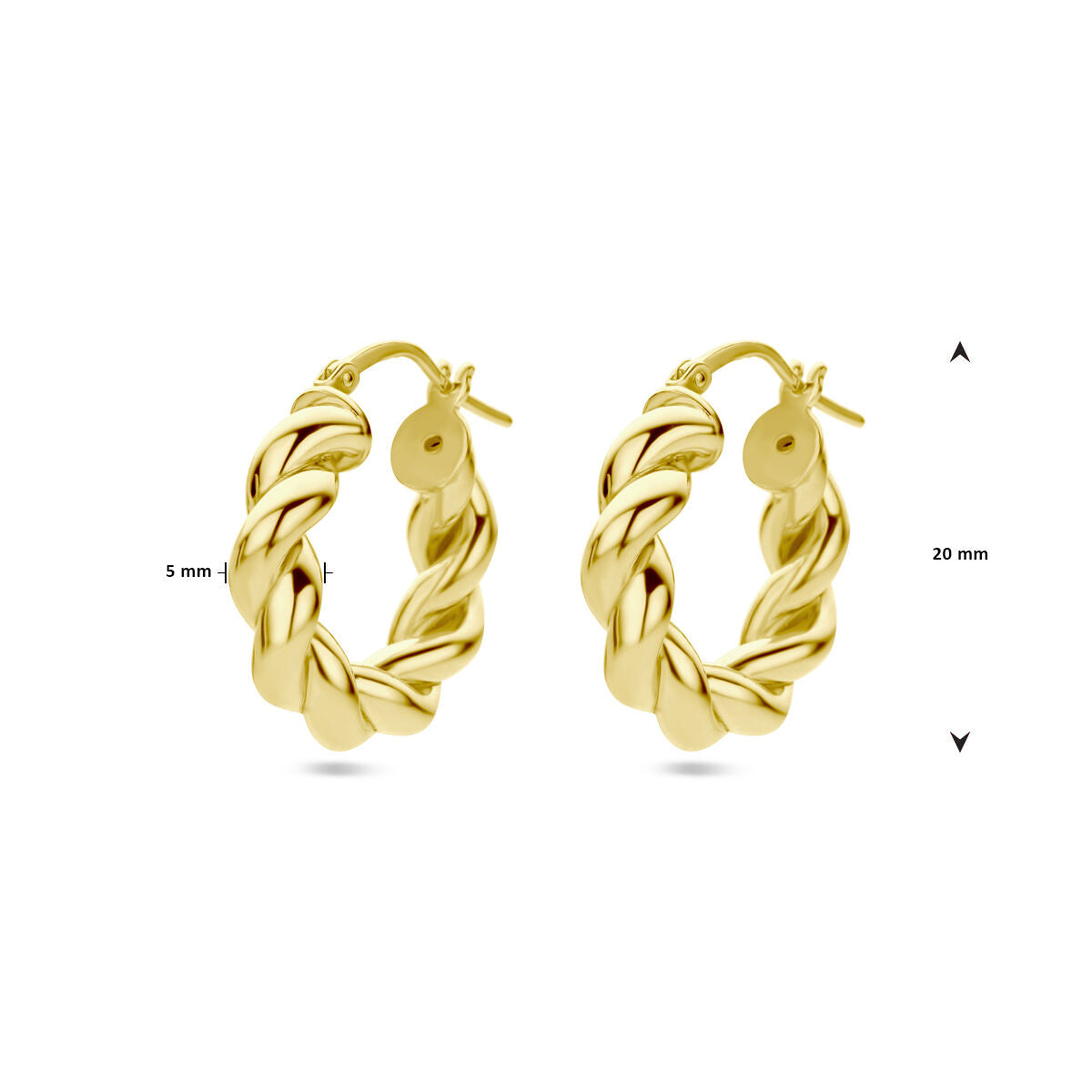 créoles torsadées 1 micron argent plaqué or (jaune)