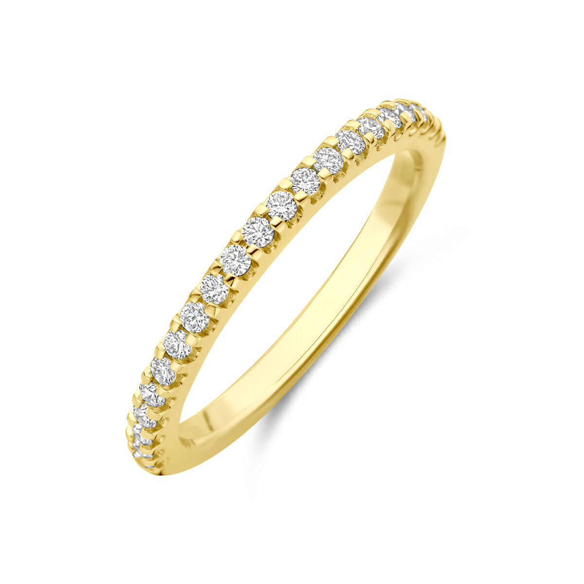 Bague en or jaune 14K ornée de diamants synthétiques de 0,25 ct.