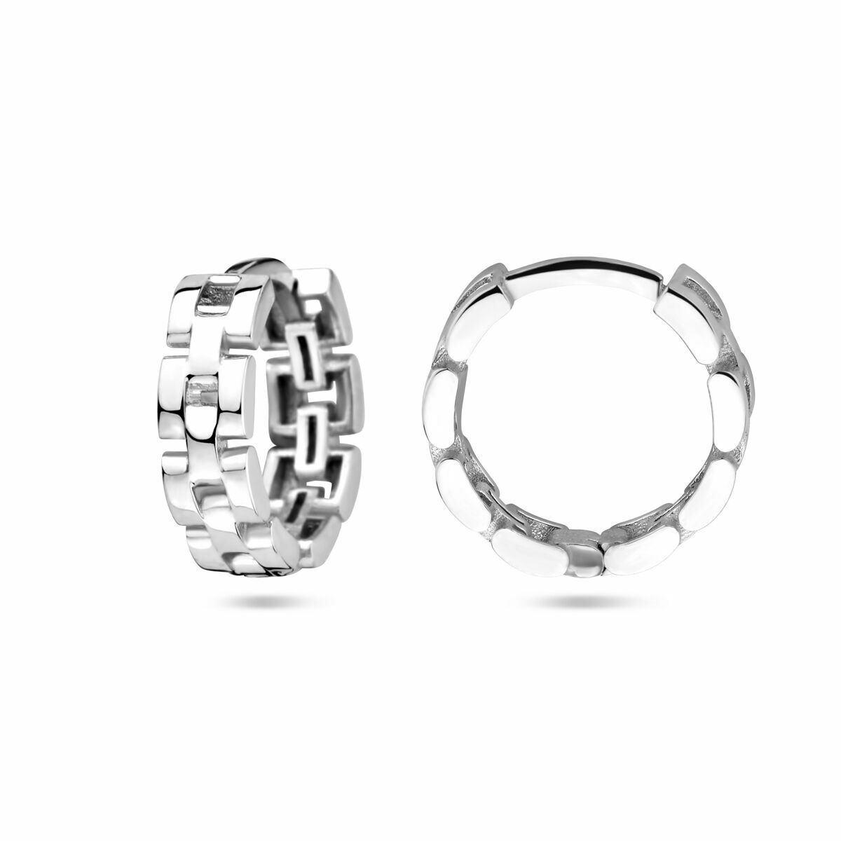 créoles motif maille argent rhodié