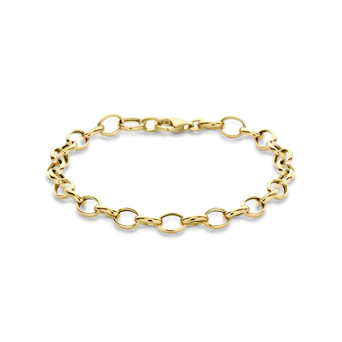 Bracelet en or jaune 14K avec maillons fantaisie de 6,0 mm et longueur de 19 cm.