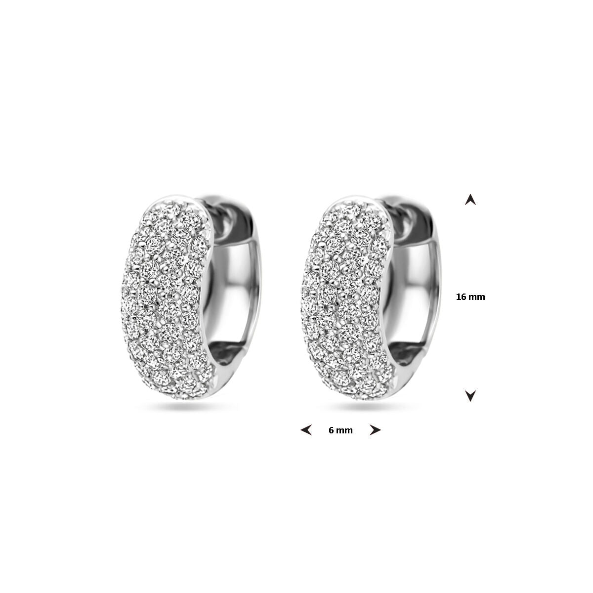 créoles zircone 16 mm argent rhodié