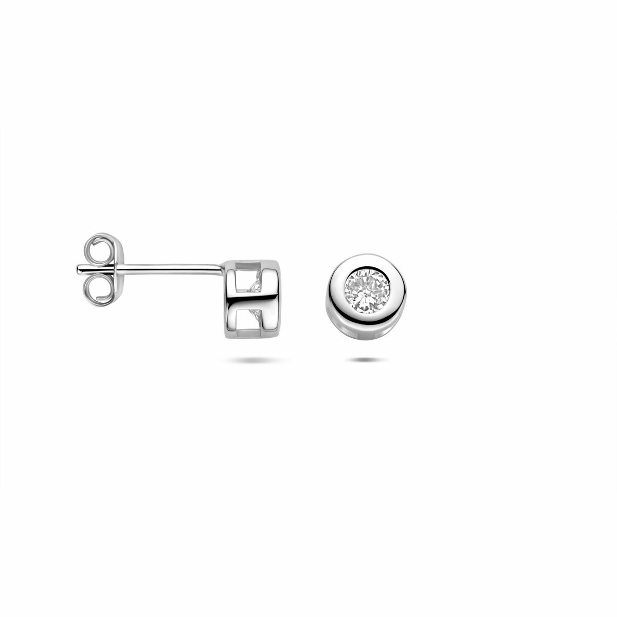 Puces d'oreilles en argent avec zircone – rhodié argent 925