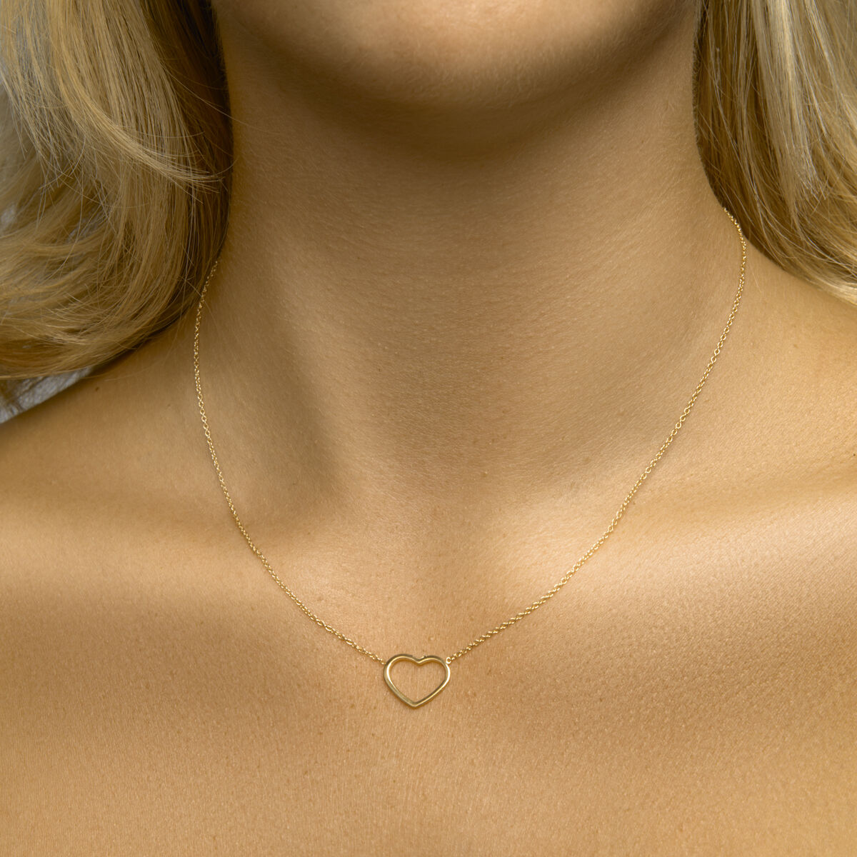 collier cœur 41 + 5 cm 3 microns plaqué or jaune