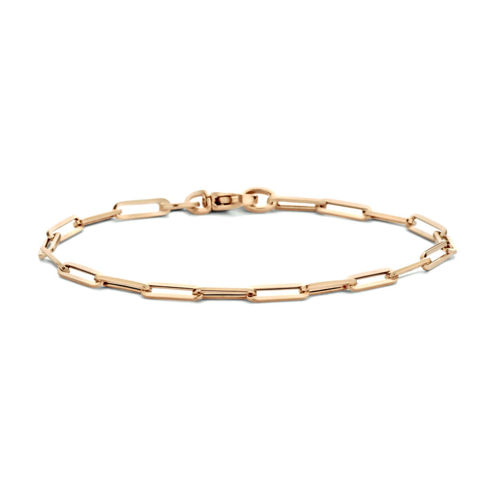 Gouden armband dames paperclip vierkante buis 14K roségoud