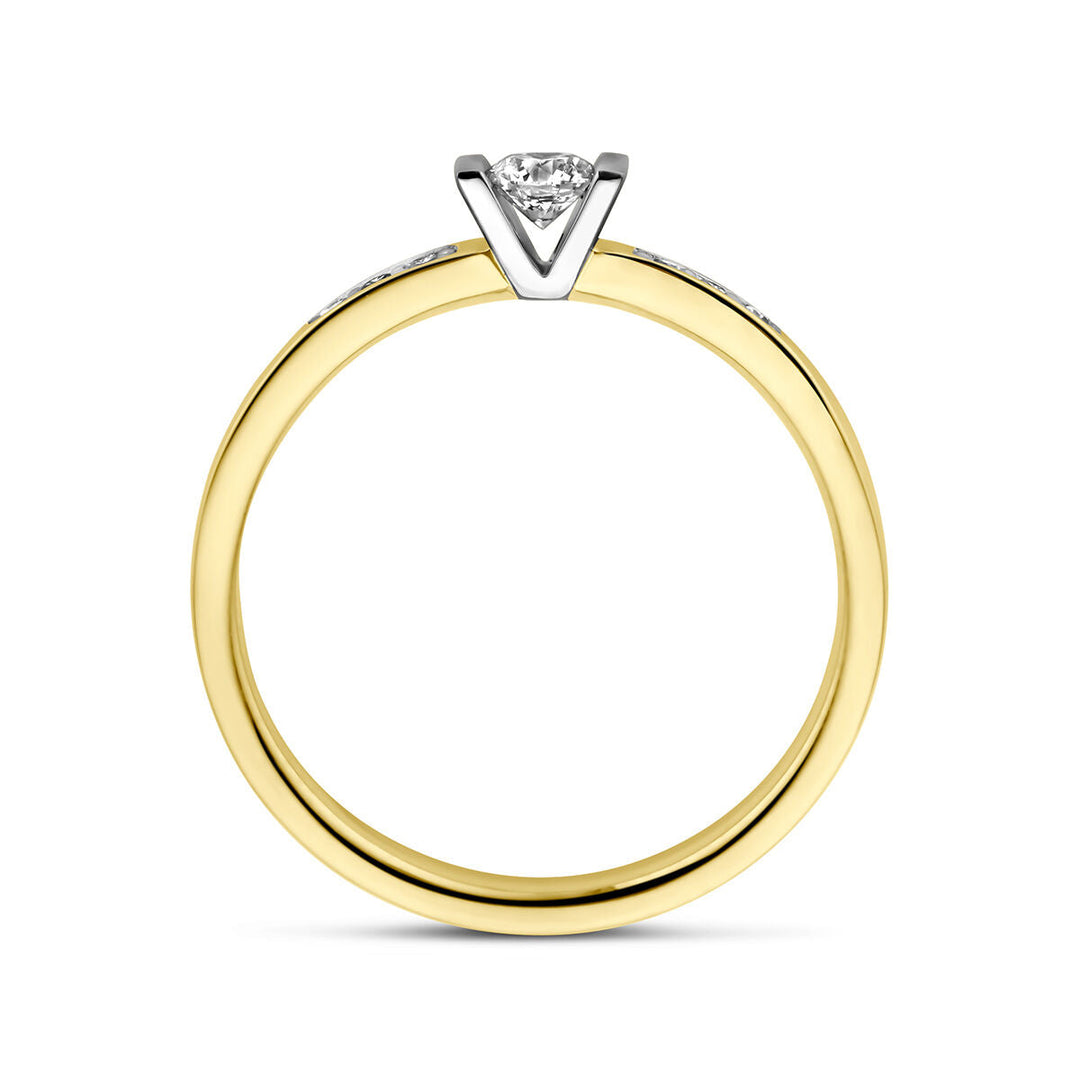 ring diamant 0.20ct h si 14K bicolor goud geel/wit