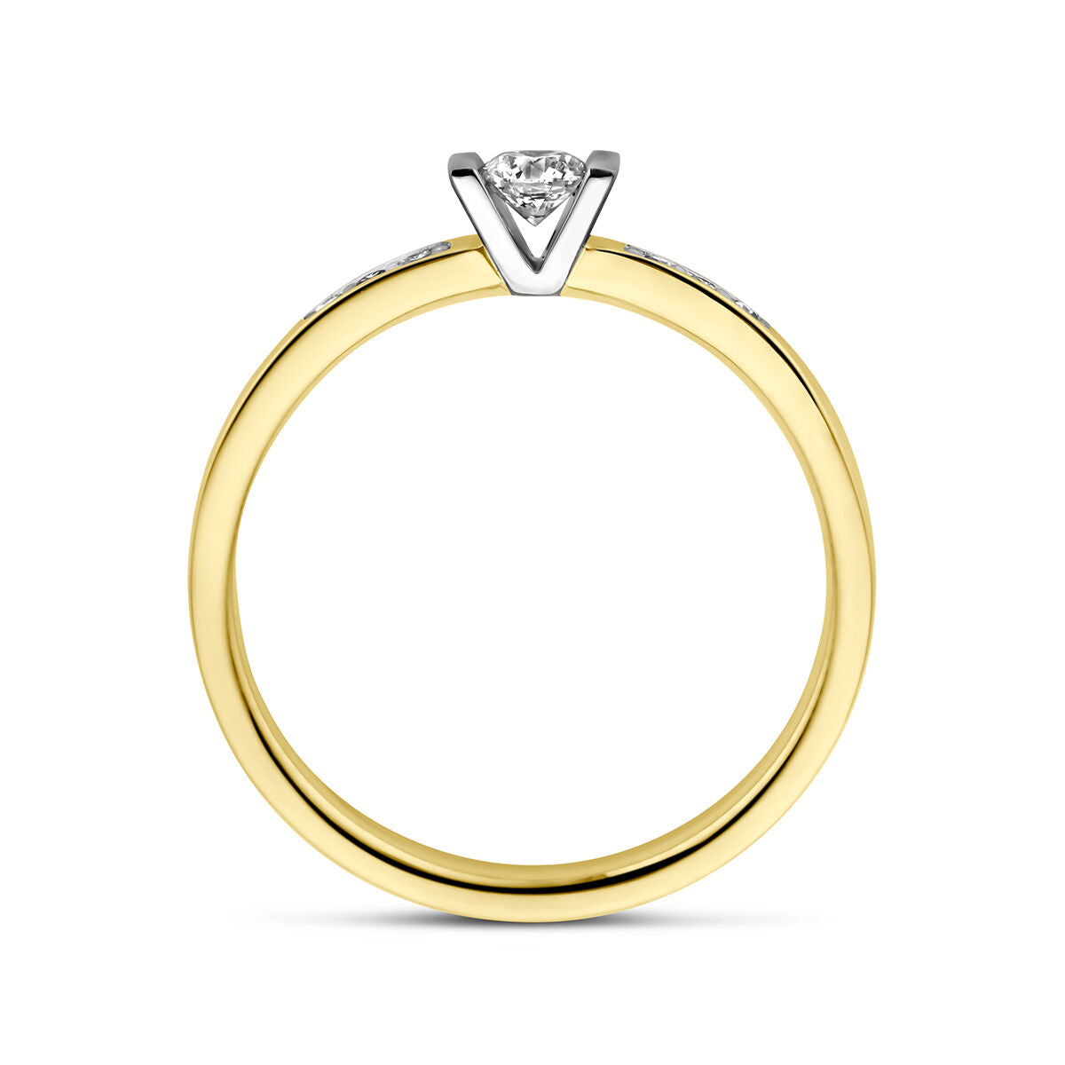 ring diamant 0.20ct h si 14K bicolor goud geel/wit