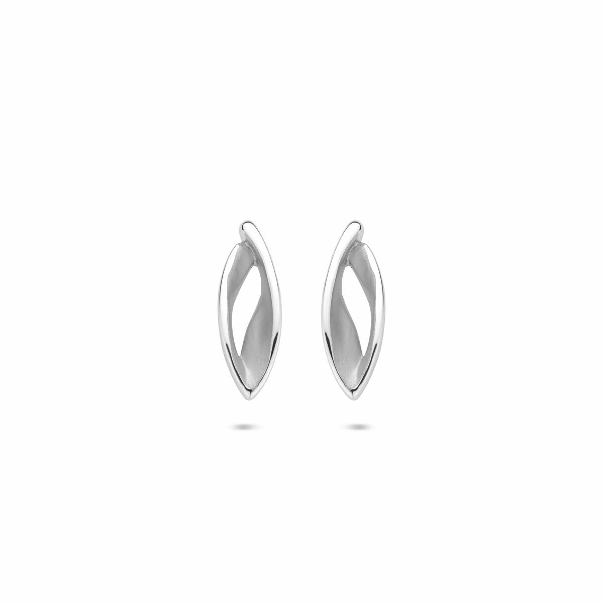 Boucles d'oreilles en argent 925 rhodié, finition polie/mat, forme allongée de 12x4mm.
