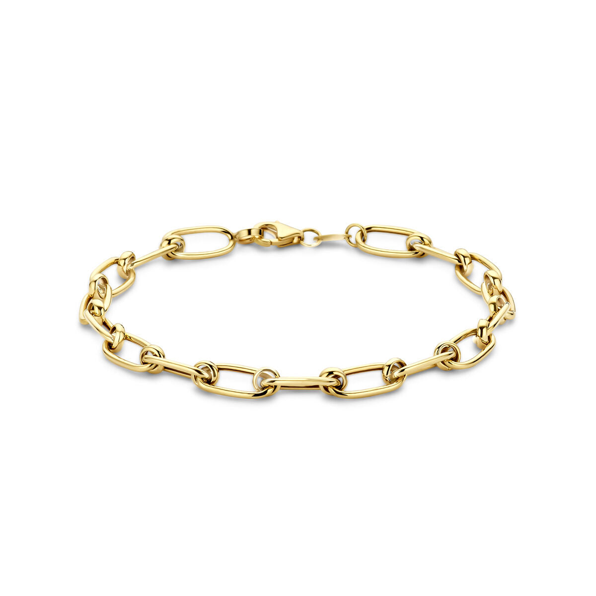 Bracelet en or jaune 14K de 6,5 mm et 19 cm avec maillons ovales.