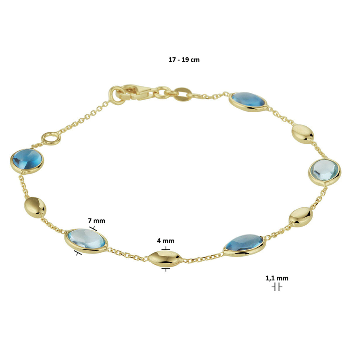 Bracelet en or pour femme london blue et topaze bleue 14K