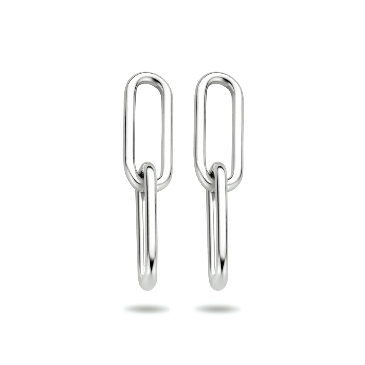 Boucles d'oreilles en argent rhodié en forme de trombone.