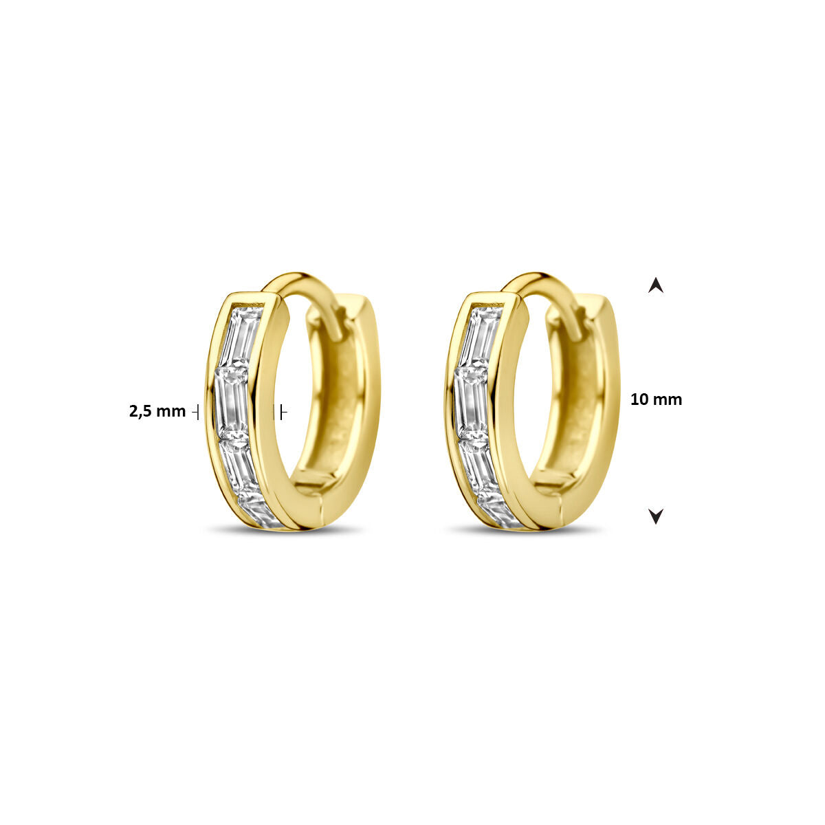 créoles zircone 10 mm 1 micron argent plaqué or (jaune)