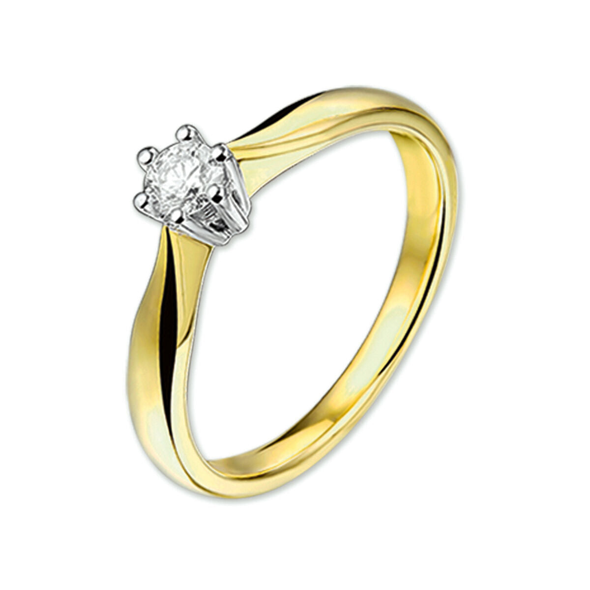 Bague en or bicolore jaune et blanc avec un diamant de 0,25 ct.