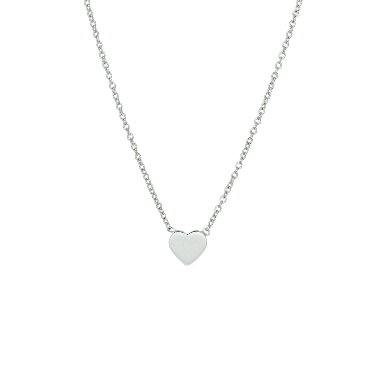 Collier en argent rhodié avec un pendentif en forme de cœur.