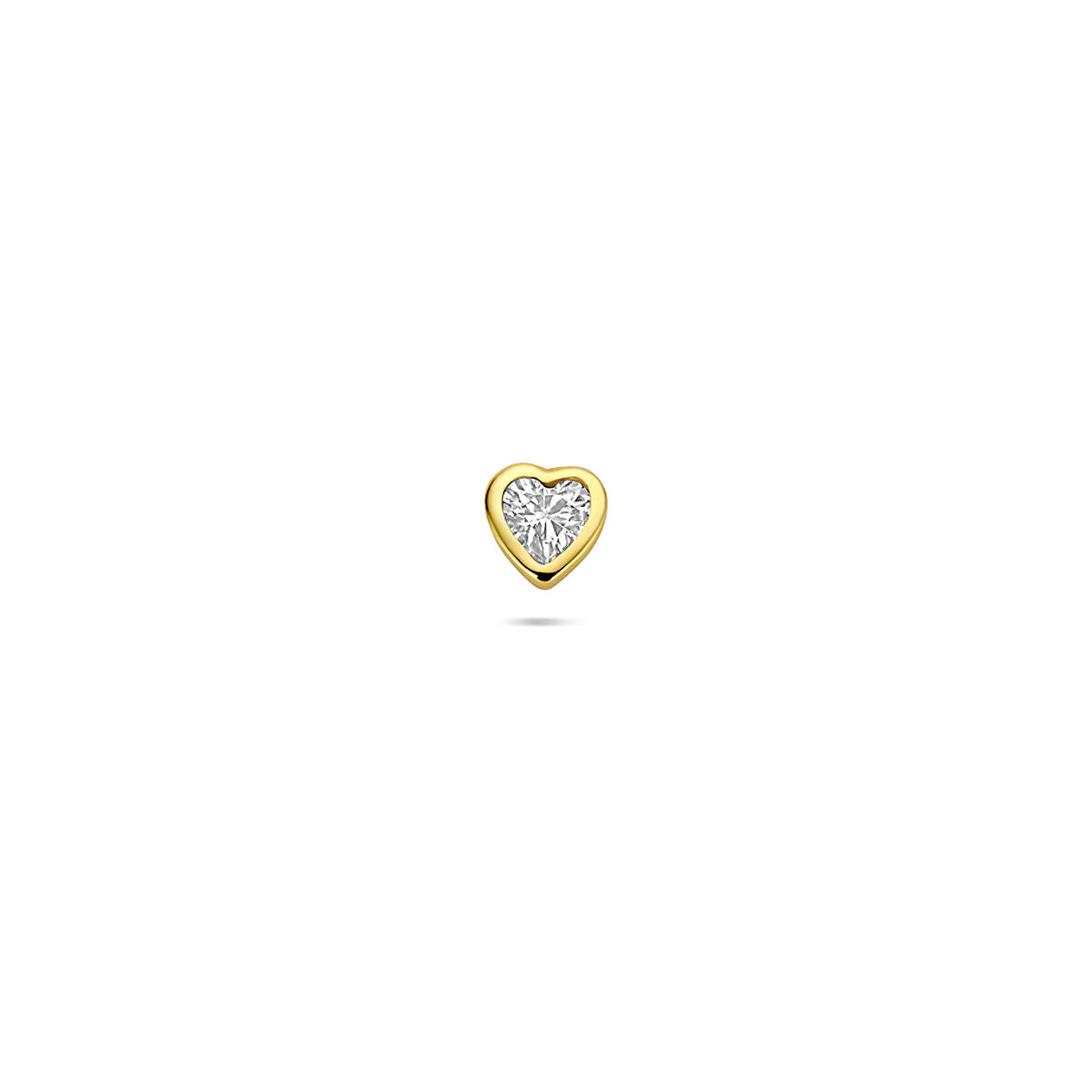 Piercing plaqué or en argent 925 à dos plat avec zircone en forme de cœur
