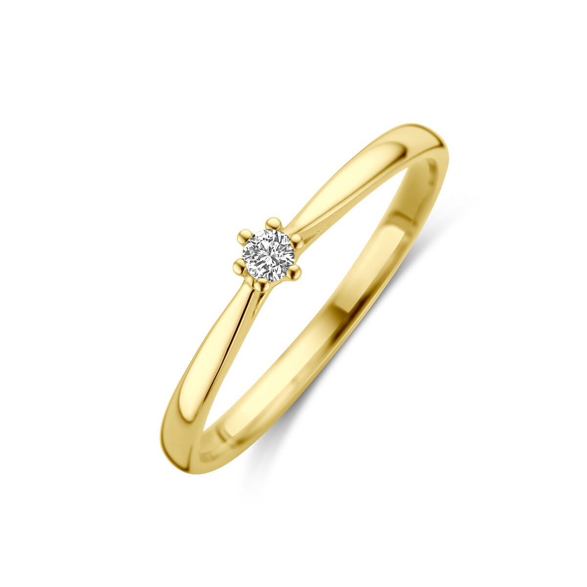 Bague en or jaune 14K avec un diamant de 0,05 ct, serti de manière délicate.