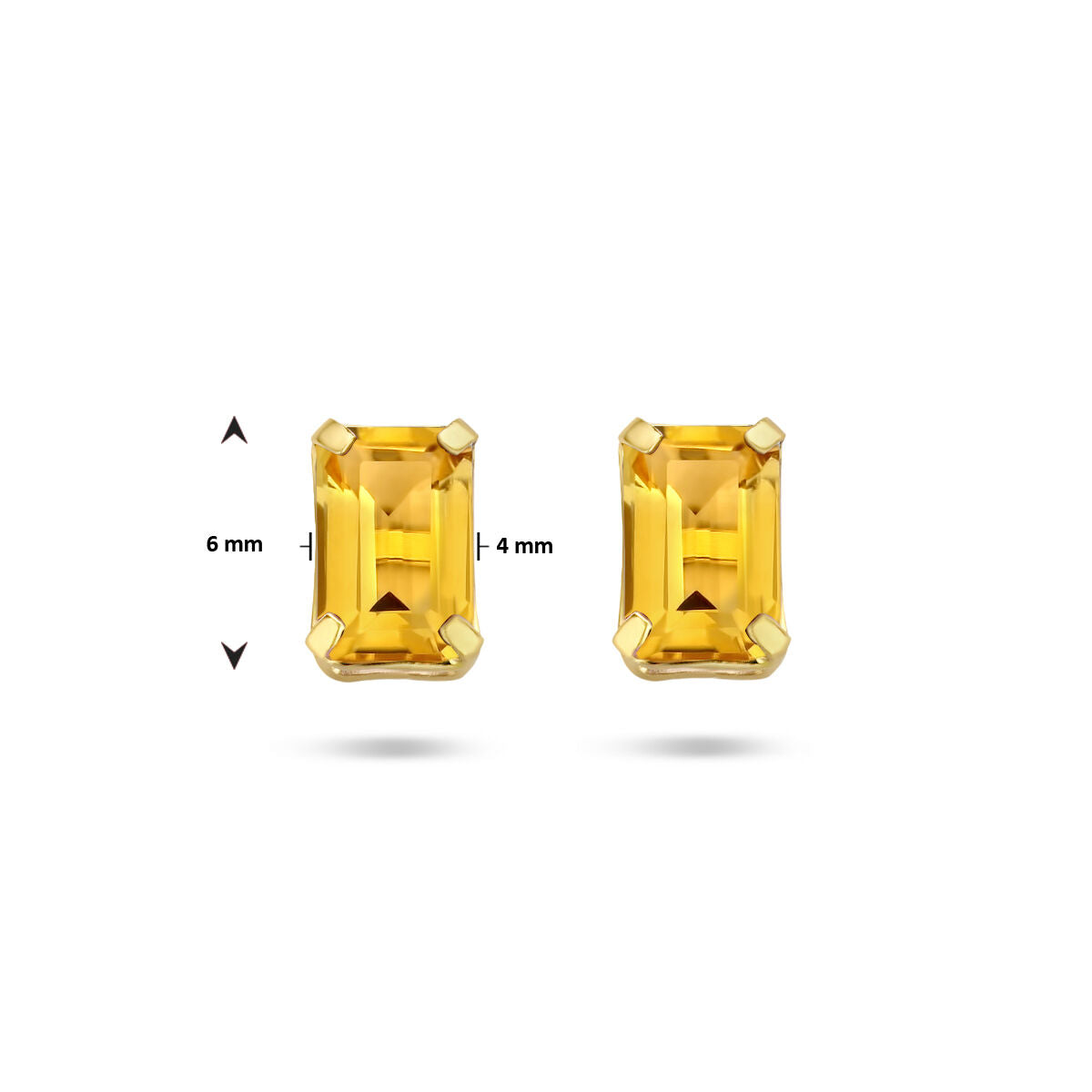 puces d'oreilles citrine or jaune 14K