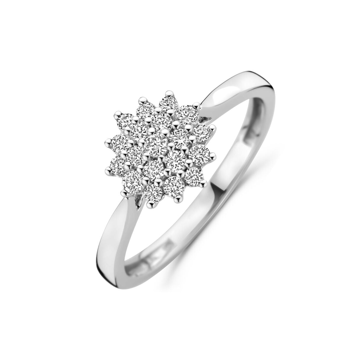 Bague en or blanc 14K ornée d'un motif floral en diamants synthétiques de 0,33 ct.