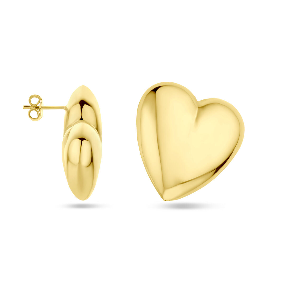 Van der Kooij Collection - puces d'oreilles cœur 31 mm 1 micron argent plaqué or (jaune)
