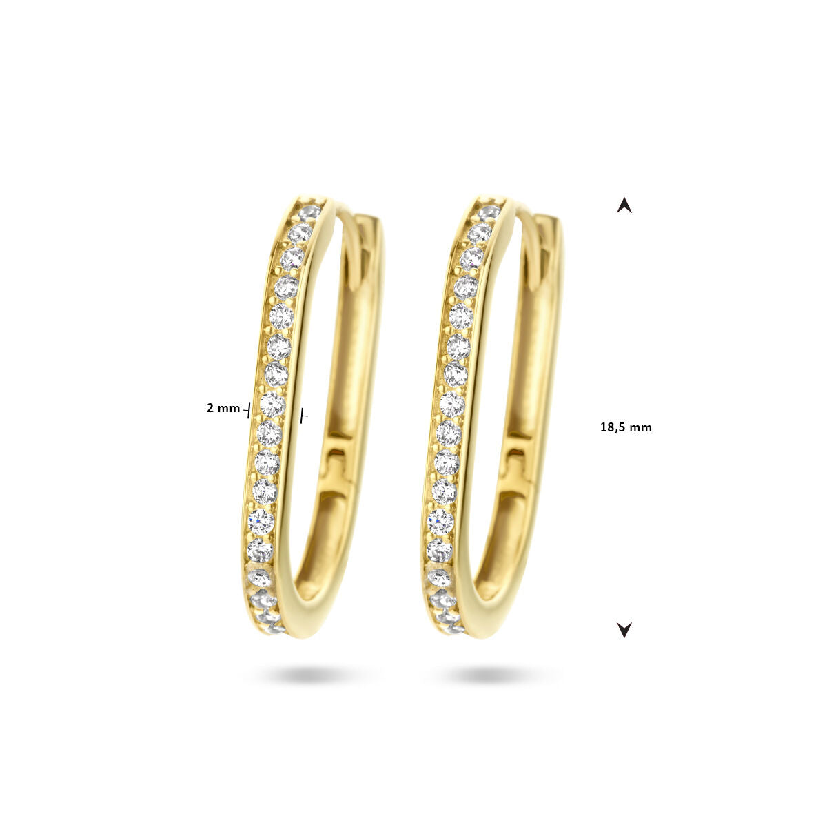 créoles paperclip zircone 14K or jaune