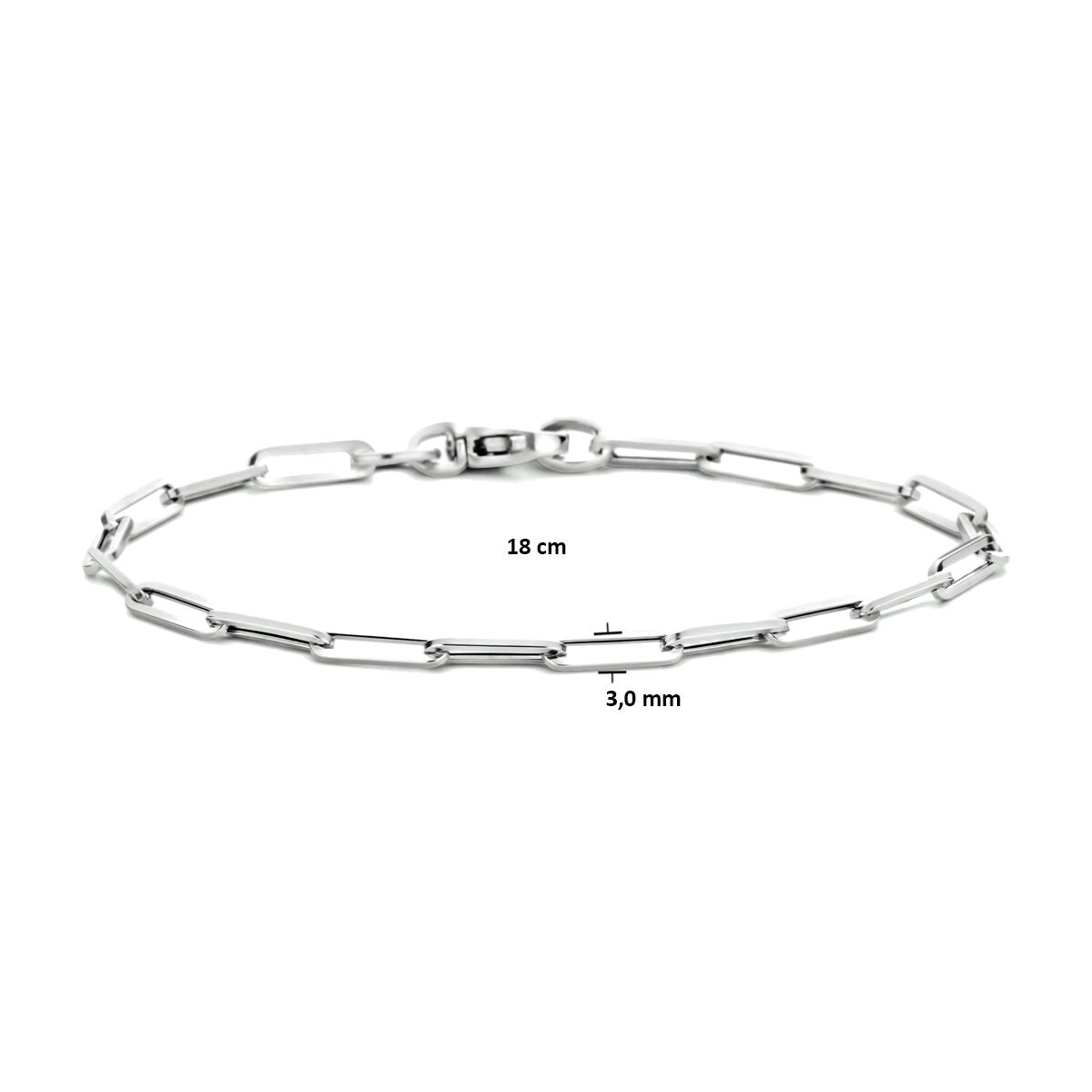 Bracelet en or pour femme paperclip tube carré 14K or blanc