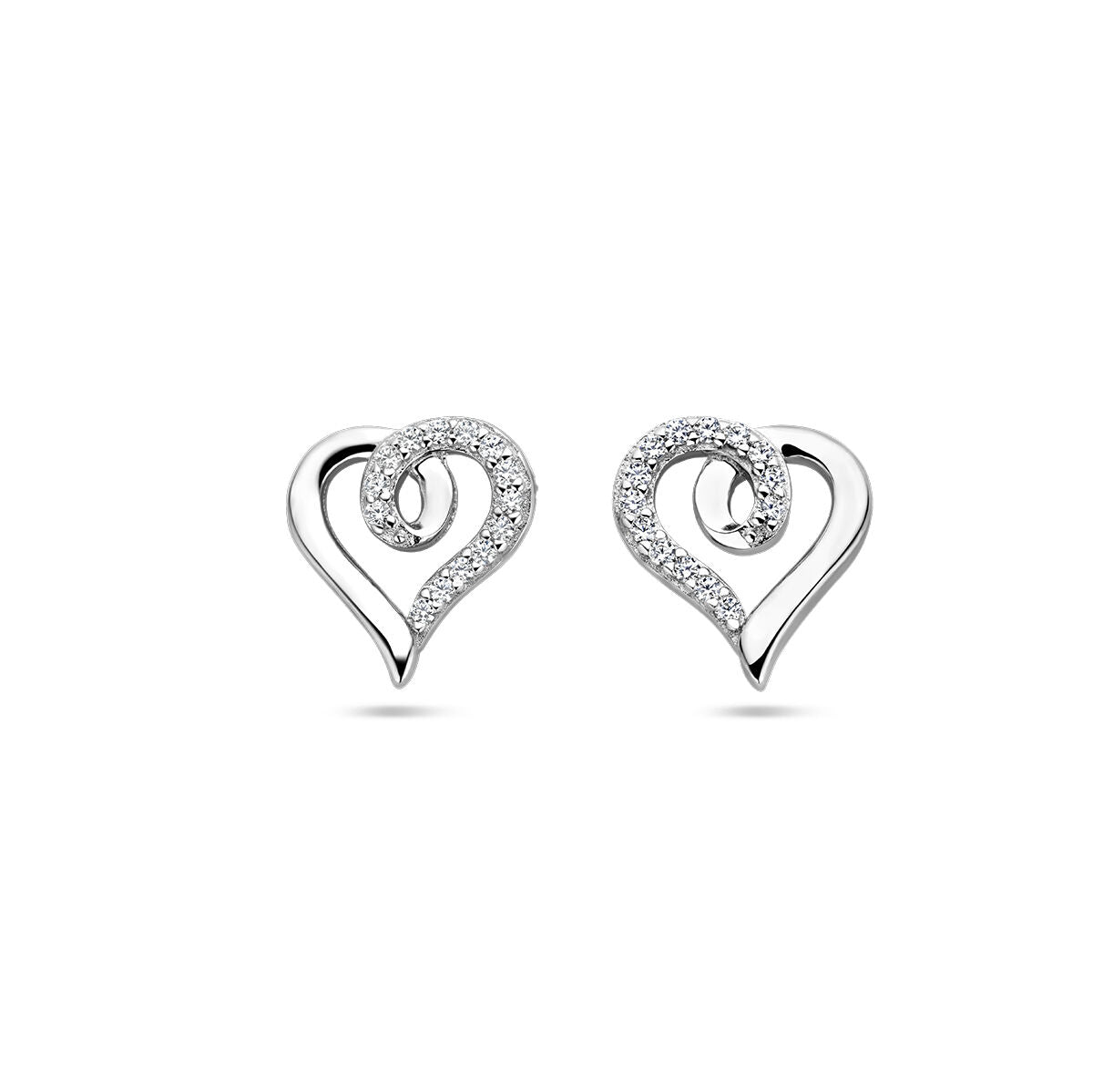 puces d'oreilles cœur et zircone argent rhodié