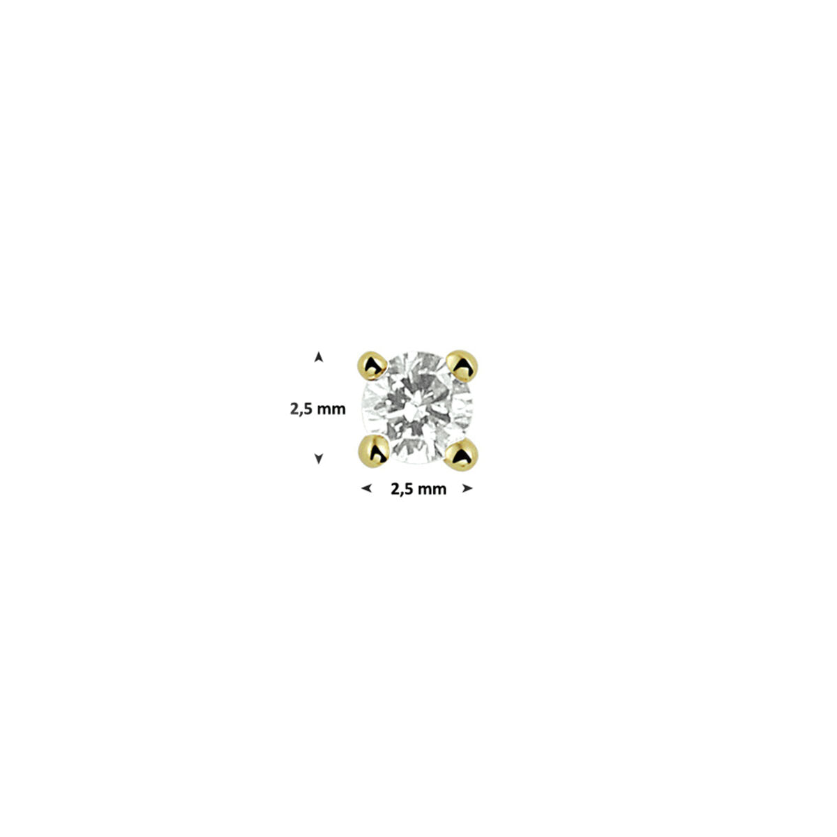puces d'oreilles diamant 0.05ct h si par pièce or jaune 14K