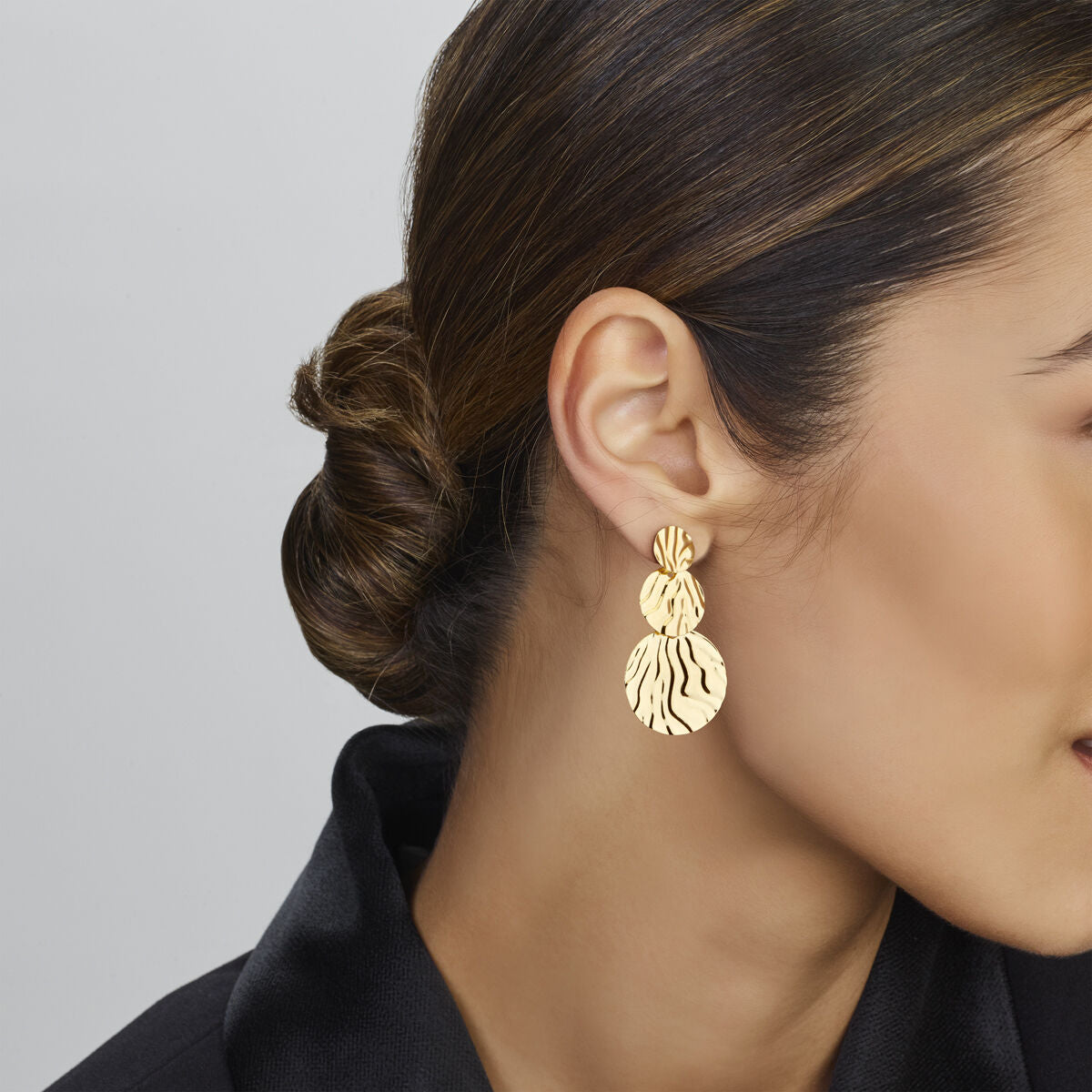 boucles d'oreilles relief 1 micron argent plaqué or (jaune)