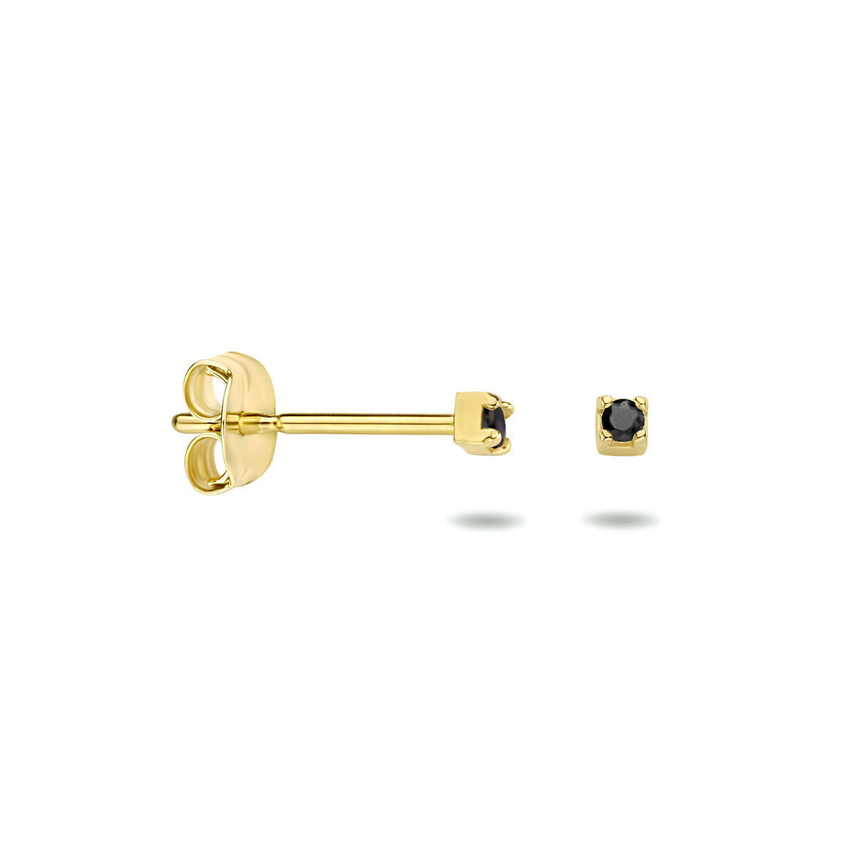 puces d'oreilles zircone noire 14K or jaune