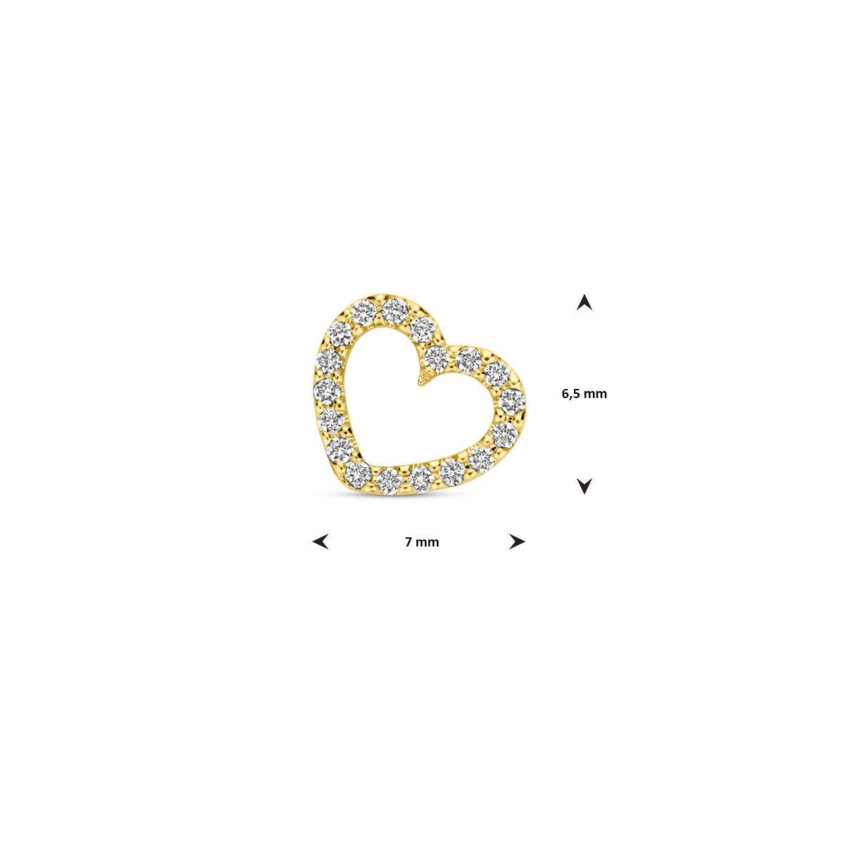 pendentif cœur diamant 0.05ct h si 6,5 mm or jaune 14K
