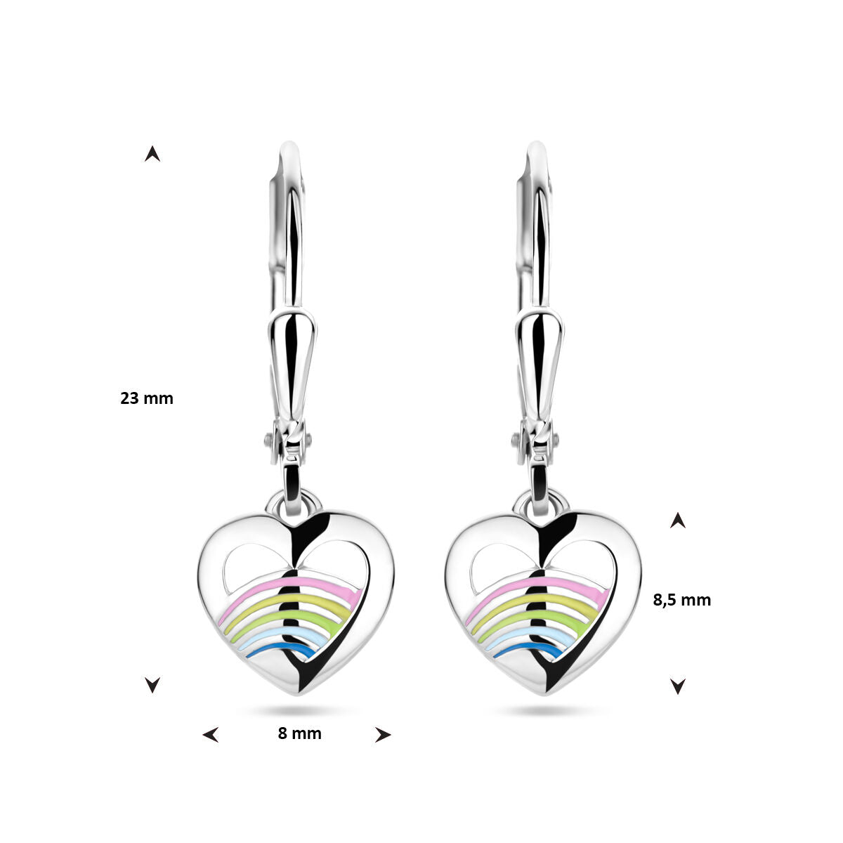 boucles d'oreilles cœur émail argent rhodié
