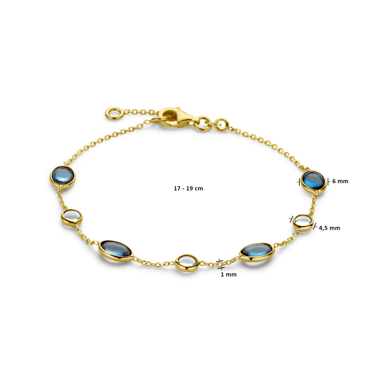 Bracelet en or pour femme london blue et topaze bleue 14K