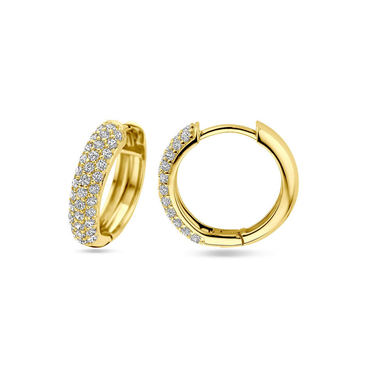 créoles zircone 15,5 mm 1 micron argent plaqué or (jaune)