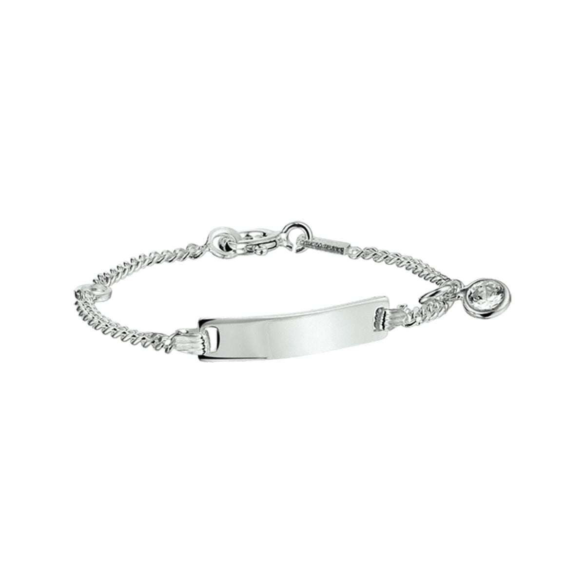 graveerarmband zirkonia 11 - 13 cm zilver gerhodineerd